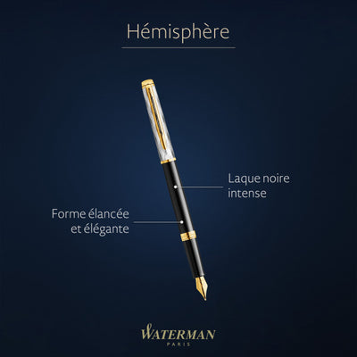 Waterman Hemisphere Deluxe Black With Gold Trim Fountain Pen - Special Edition