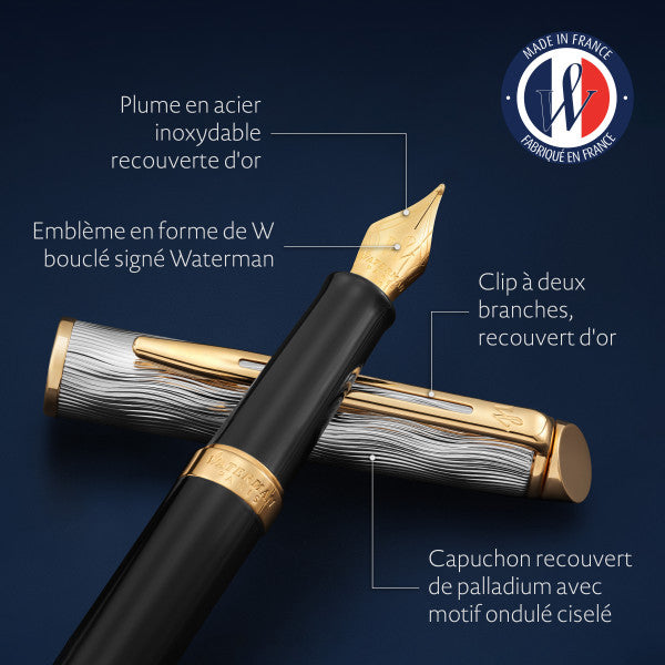 Waterman Hemisphere Deluxe Black With Gold Trim Fountain Pen - Special Edition