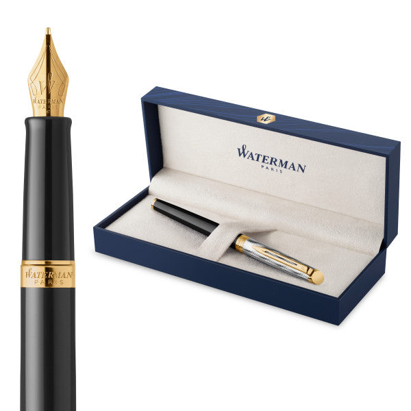 Waterman Hemisphere Deluxe Black With Gold Trim Fountain Pen - Special Edition