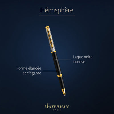 Waterman Hemisphere Deluxe Black With Gold Trim Rollerball Pen - Special Edition