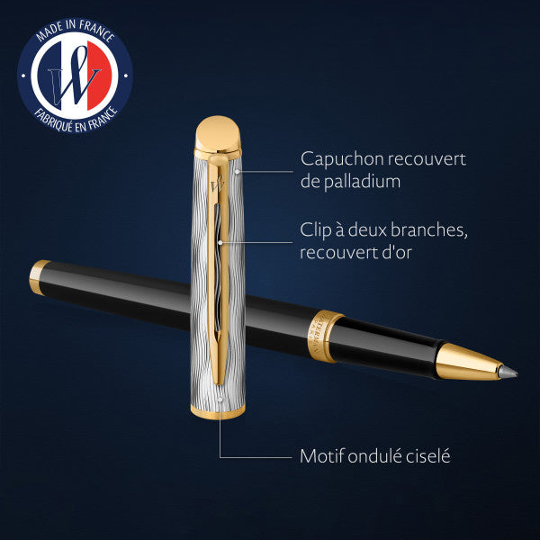 Waterman Hemisphere Deluxe Black With Gold Trim Rollerball Pen - Special Edition
