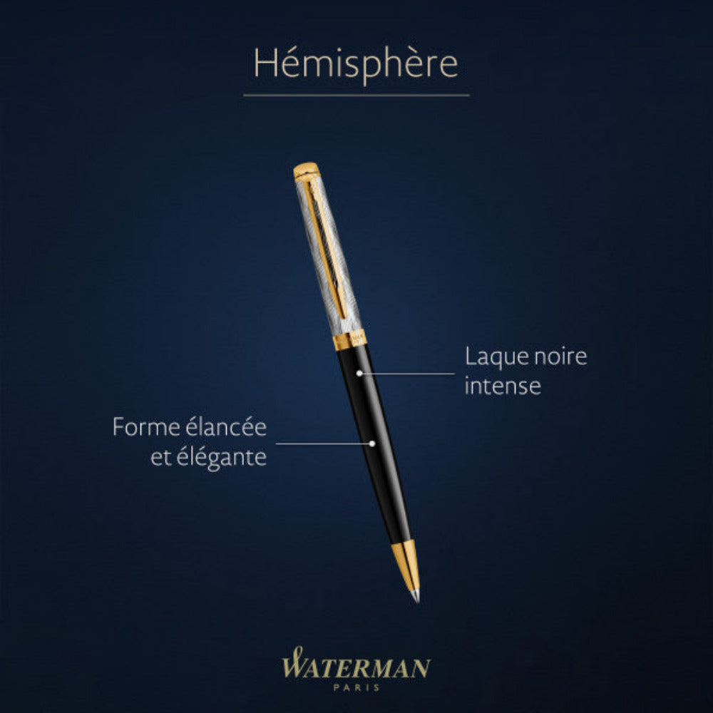 Waterman Hemisphere Deluxe Black With Gold Trim Ballpoint Pen - Special Edition