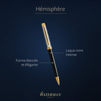 Waterman Hemisphere Deluxe Black With Gold Trim Ballpoint Pen - Special Edition