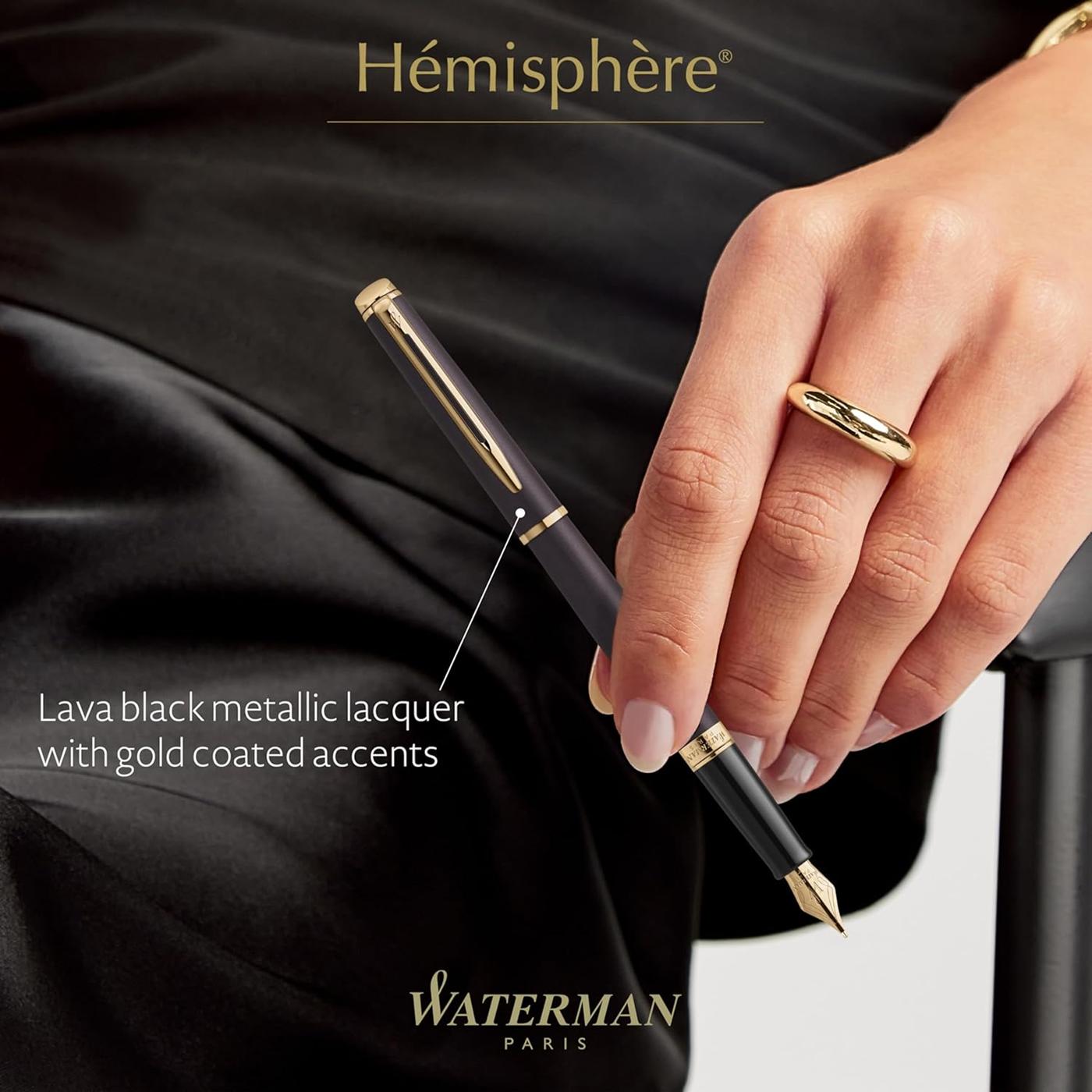 Waterman Hemisphere Metallic Black With Gold Trim Fountain Pen