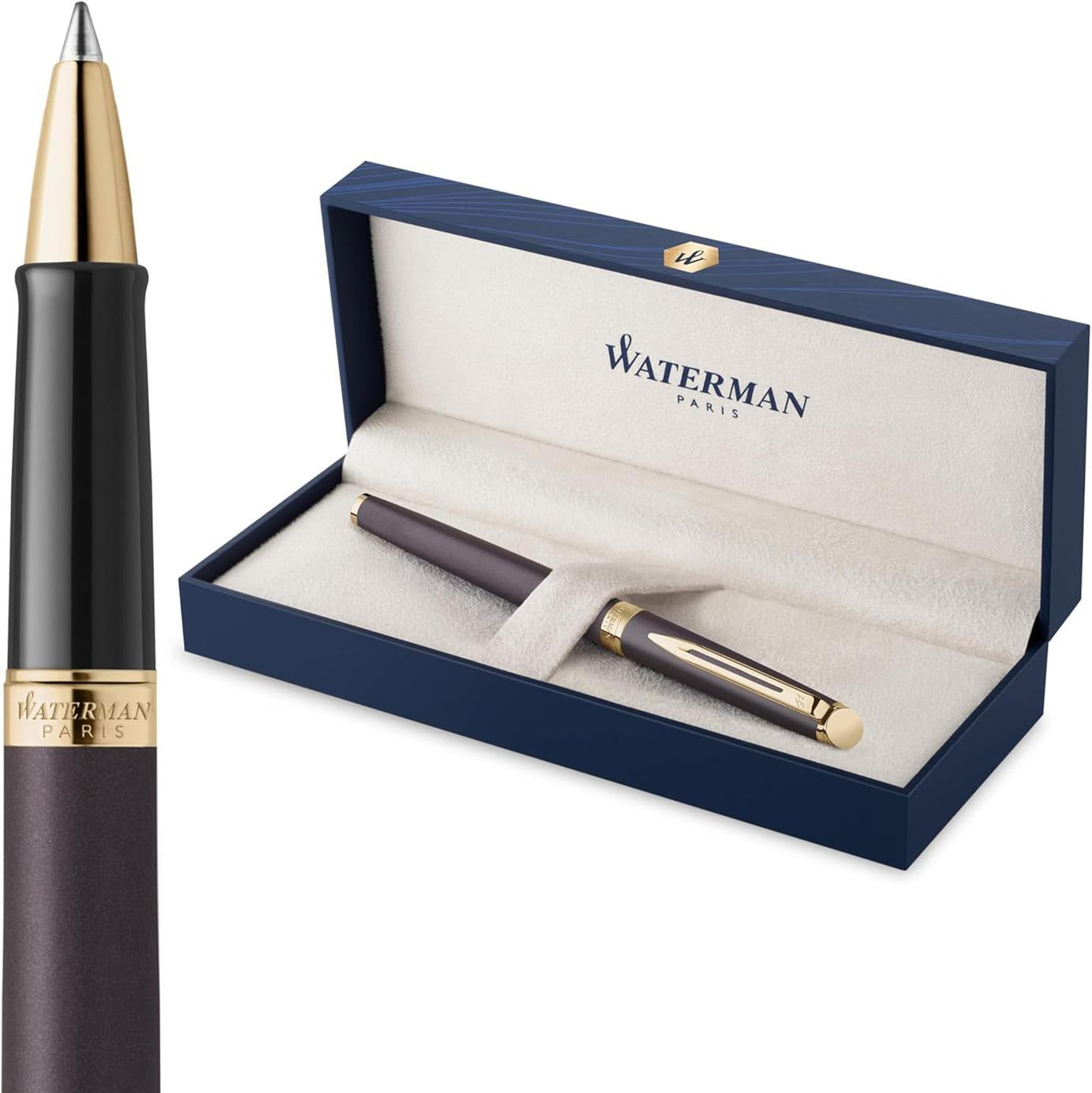 Waterman Hemisphere Metallic Black With Gold Trim Rollerball Pen