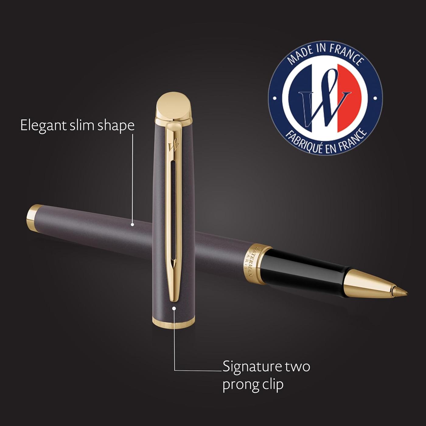 Waterman Hemisphere Metallic Black With Gold Trim Rollerball Pen