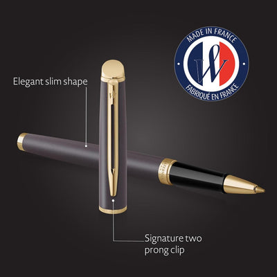 Waterman Hemisphere Metallic Black With Gold Trim Rollerball Pen