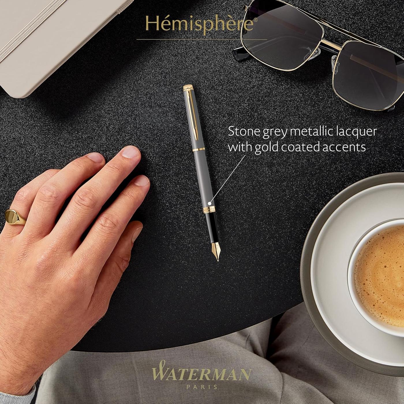 Waterman Hemisphere Metallic Grey With Gold Trim Fountain Pen