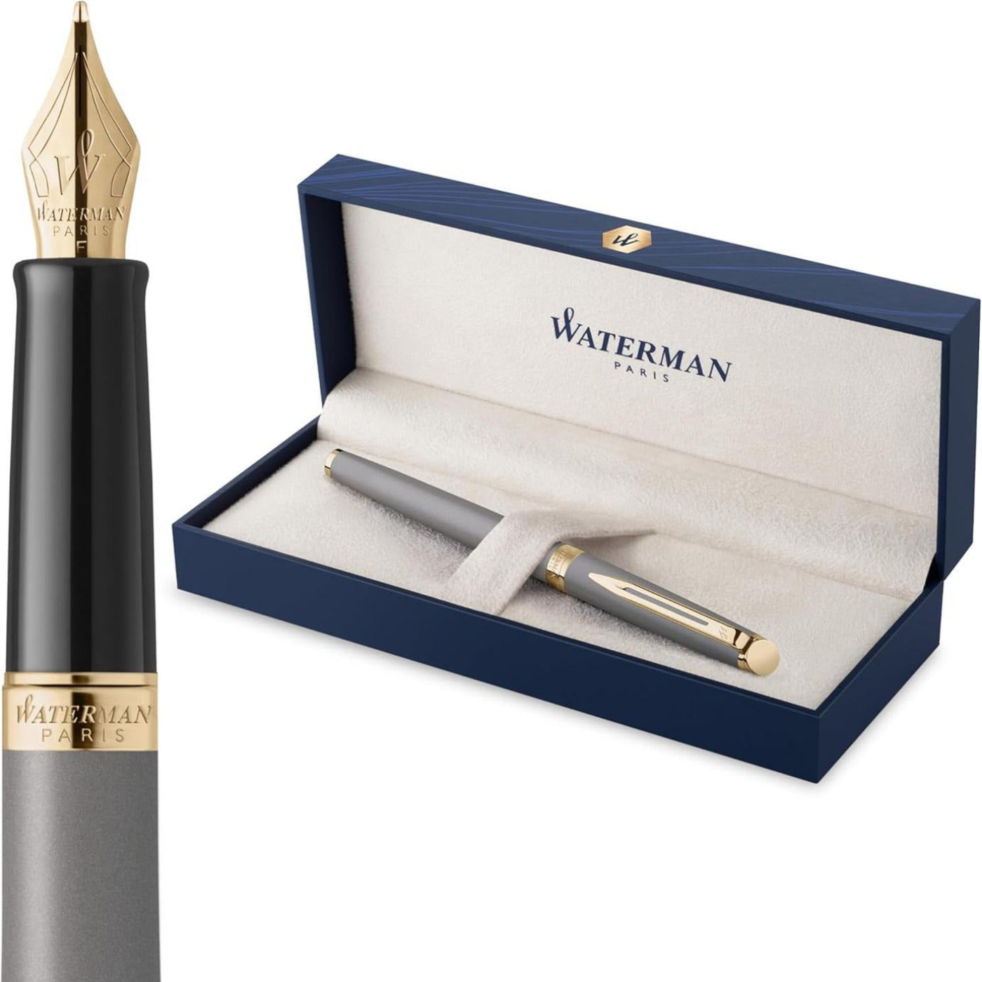Waterman Hemisphere Metallic Grey With Gold Trim Fountain Pen
