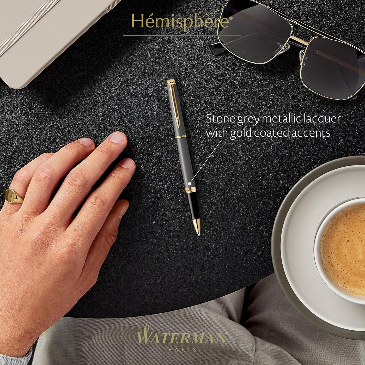 Waterman Hemisphere Metallic Grey With Gold Trim Rollerball Pen