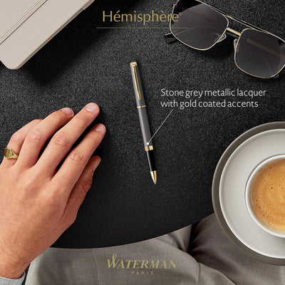 Waterman Hemisphere Metallic Grey With Gold Trim Rollerball Pen
