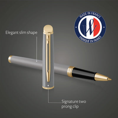 Waterman Hemisphere Metallic Grey With Gold Trim Rollerball Pen