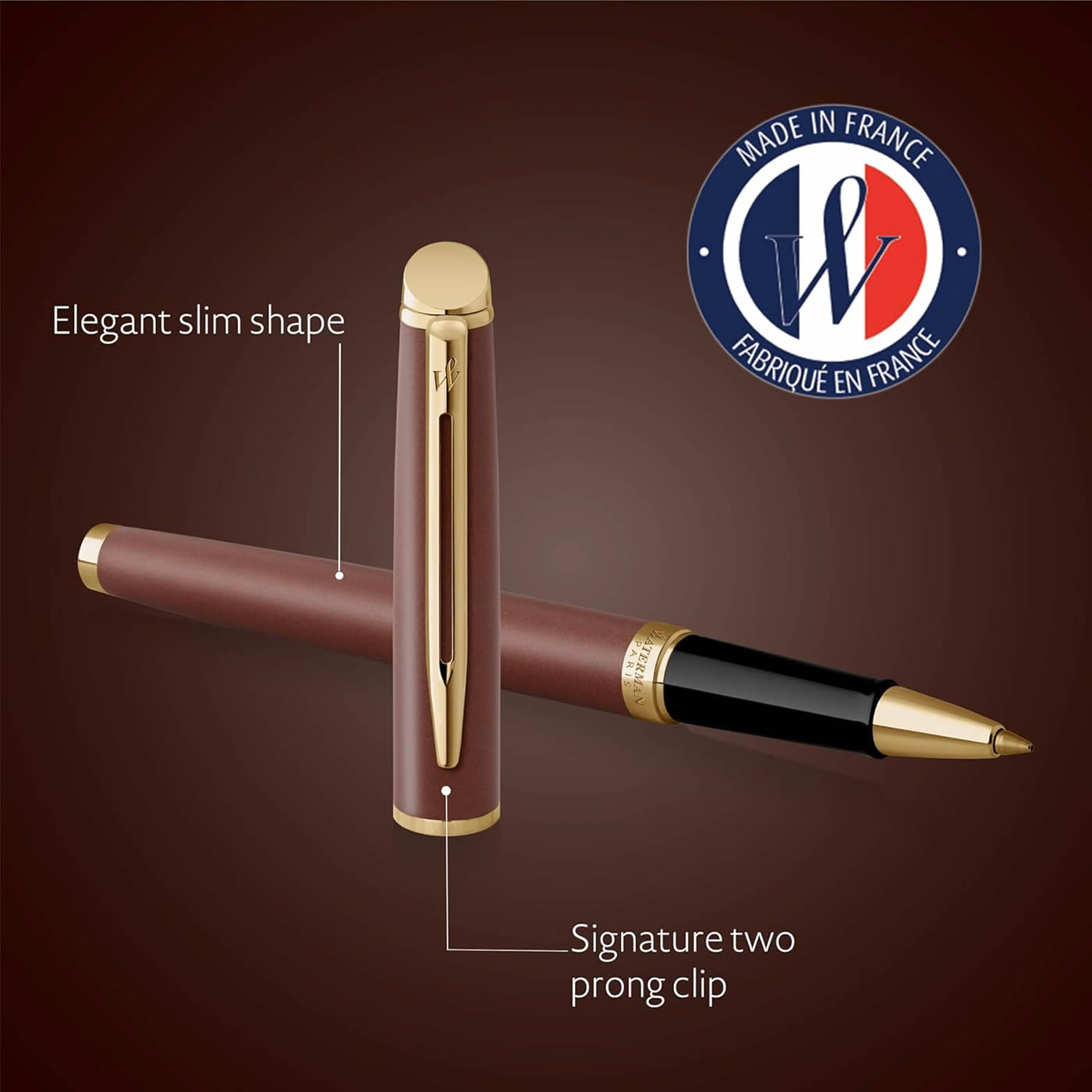 Waterman Hemisphere Metallic Copper With Gold Trim Rollerball Pen