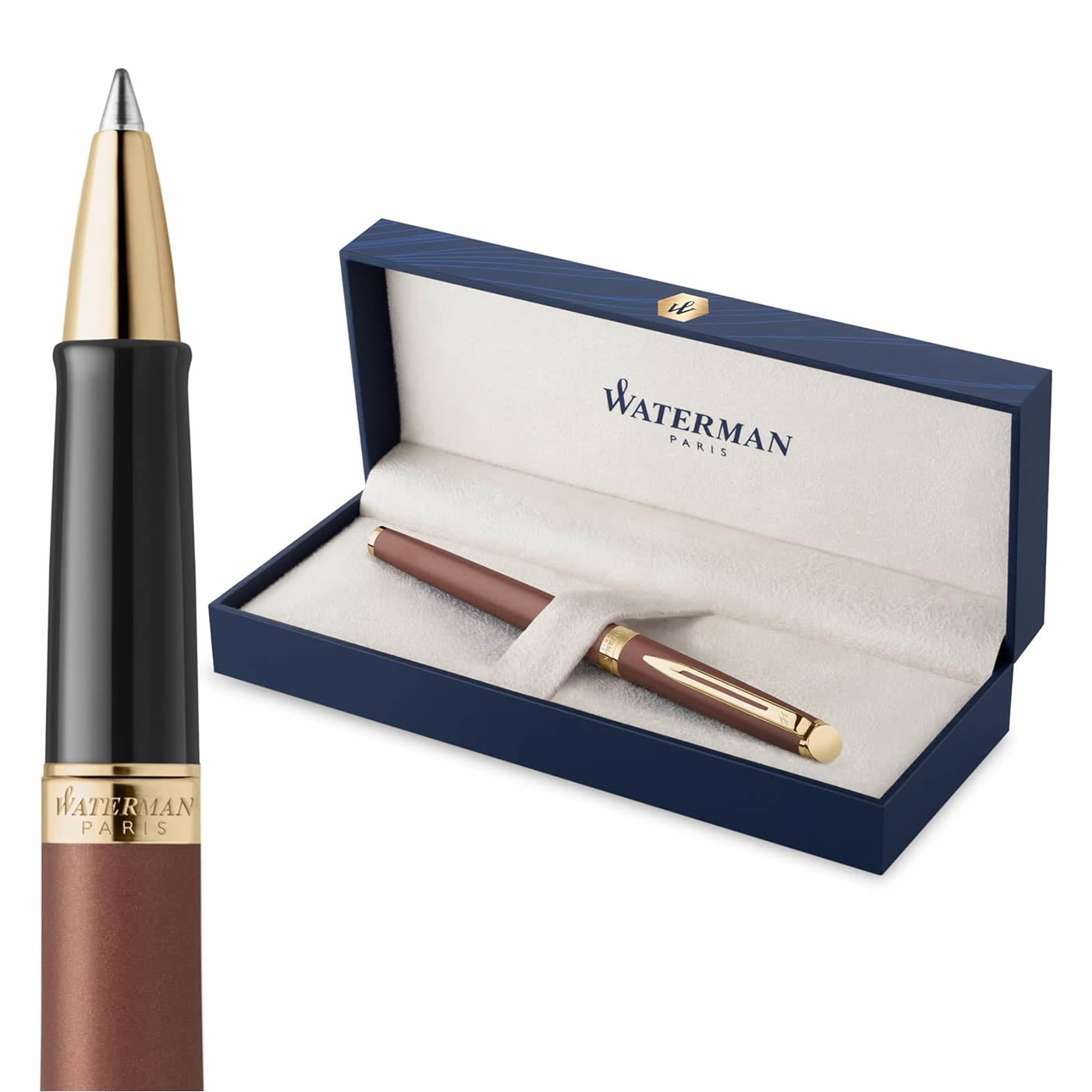 Waterman Hemisphere Metallic Copper With Gold Trim Rollerball Pen