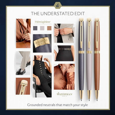 Waterman Hemisphere Metallic Grey With Gold Trim Ballpoint Pen