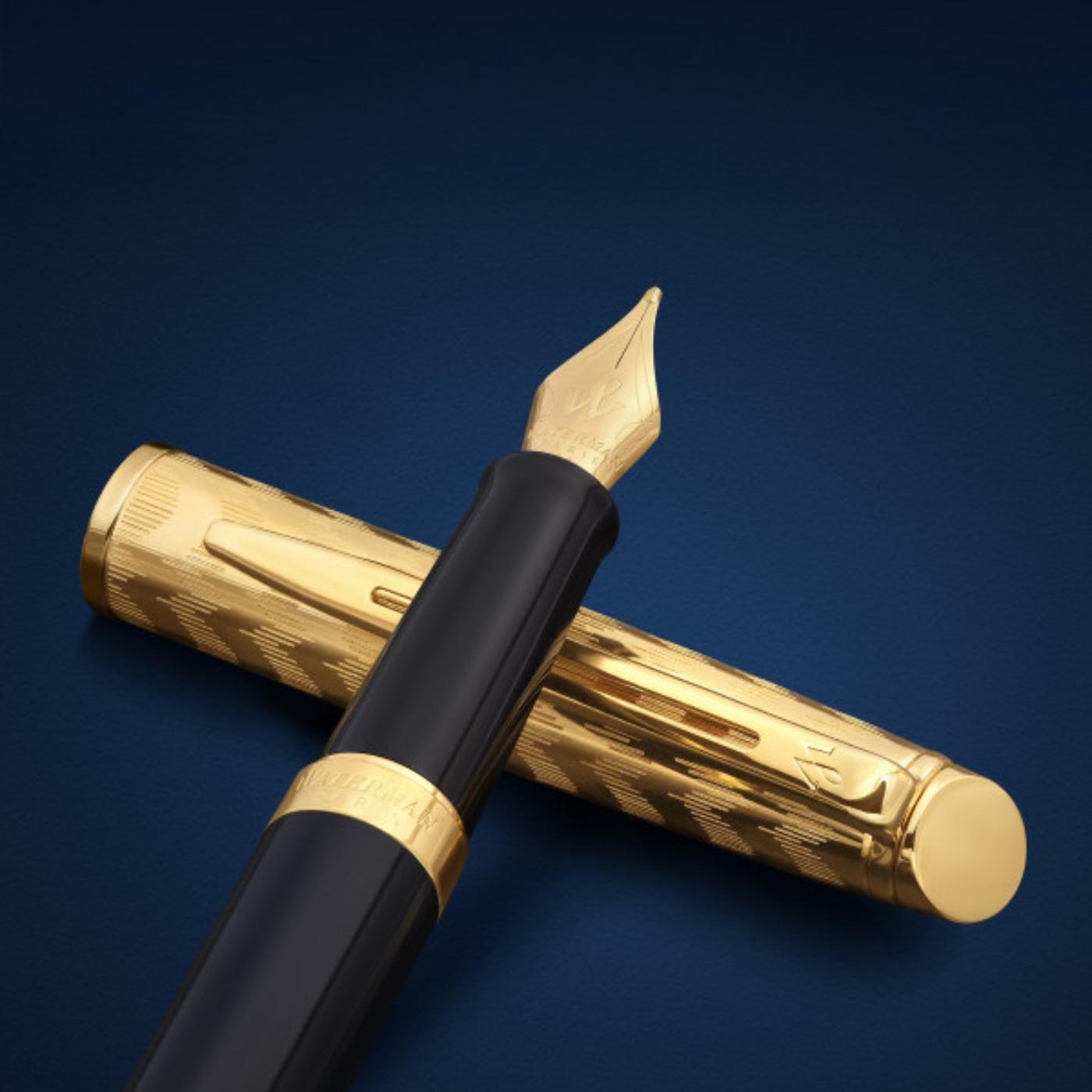 Waterman Waterman Hemisphere Deluxe Opera Collection Black Gold Trim Fountain Pen - Medium