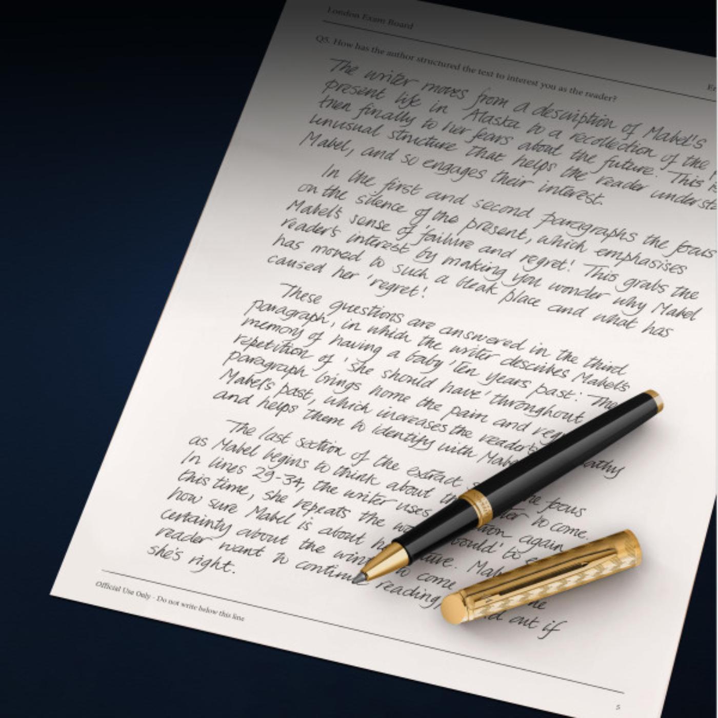 Waterman Waterman Hemisphere Deluxe Opera Collection Black Gold Trim Rollerball Pen