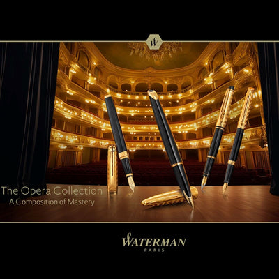 Waterman Hemisphere Deluxe Opera Collection Black Gold Trim Ballpoint Pen
