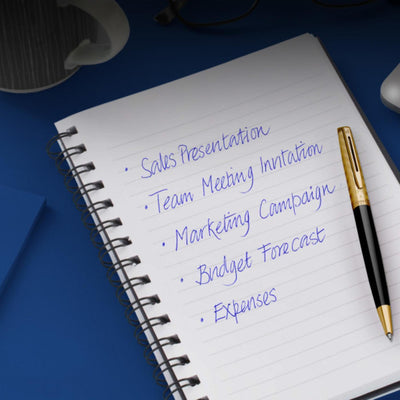 Waterman Hemisphere Deluxe Opera Collection Black Gold Trim Ballpoint Pen