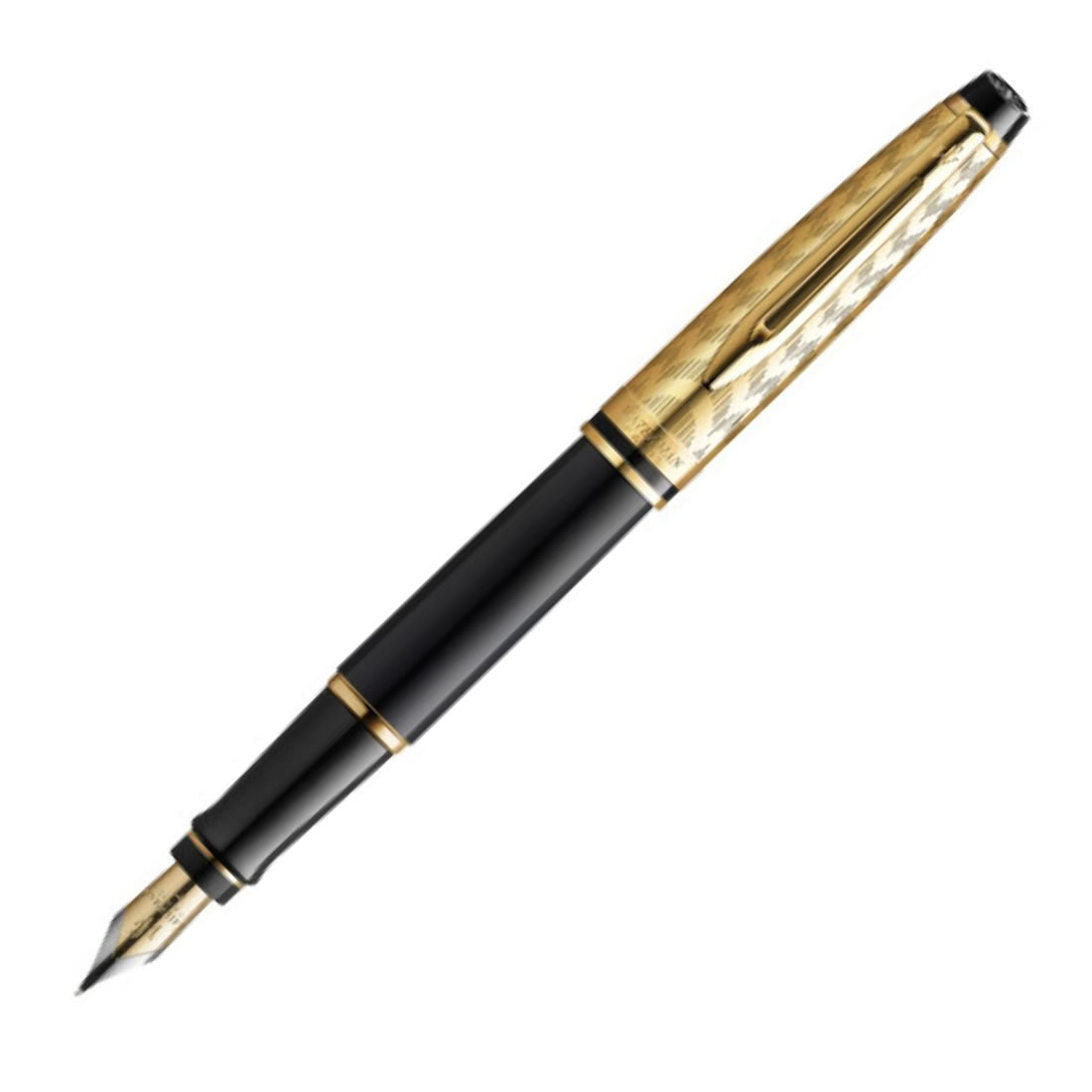 Waterman Expert Deluxe Opera Collection Black Gold Trim Fountain Pen - Medium