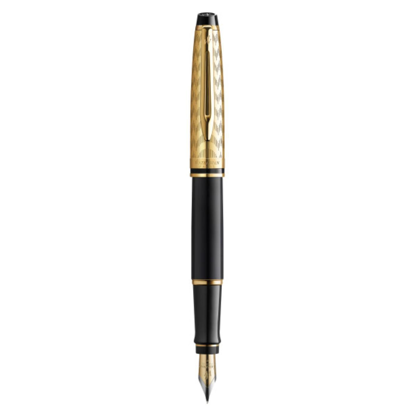 Waterman Expert Deluxe Opera Collection Black Gold Trim Fountain Pen - Medium