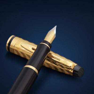 Waterman Expert Deluxe Opera Collection Black Gold Trim Fountain Pen - Medium