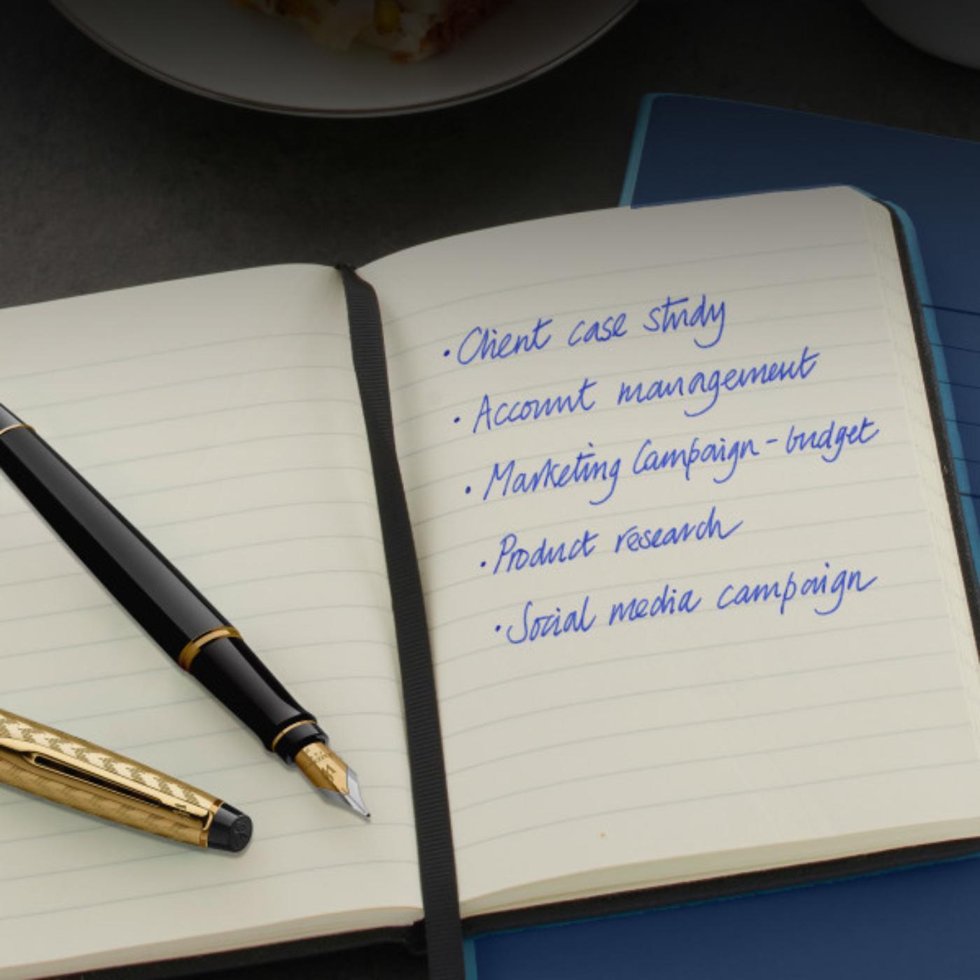 Waterman Expert Deluxe Opera Collection Black Gold Trim Fountain Pen - Medium