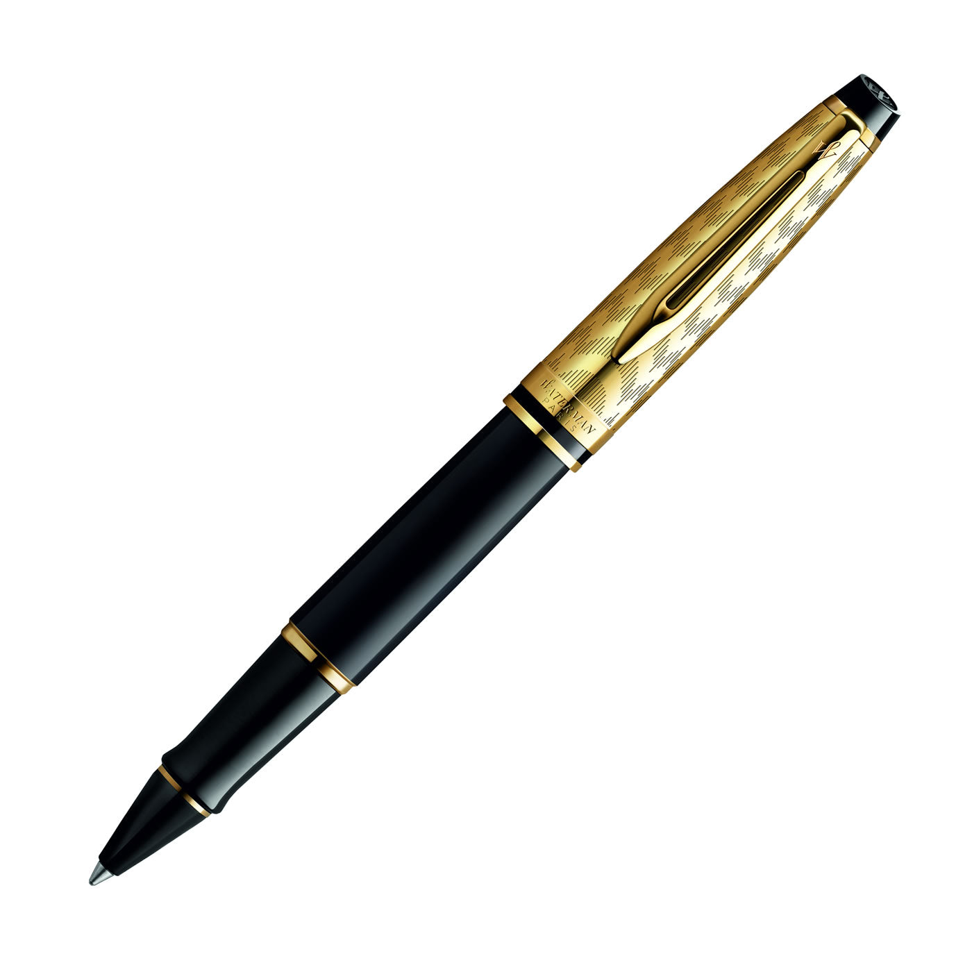 Waterman Expert Deluxe Opera Collection Black Gold Trim Rollerball Pen