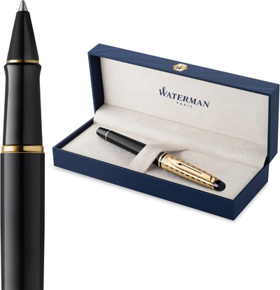 Waterman Expert Deluxe Opera Collection Black Gold Trim Rollerball Pen