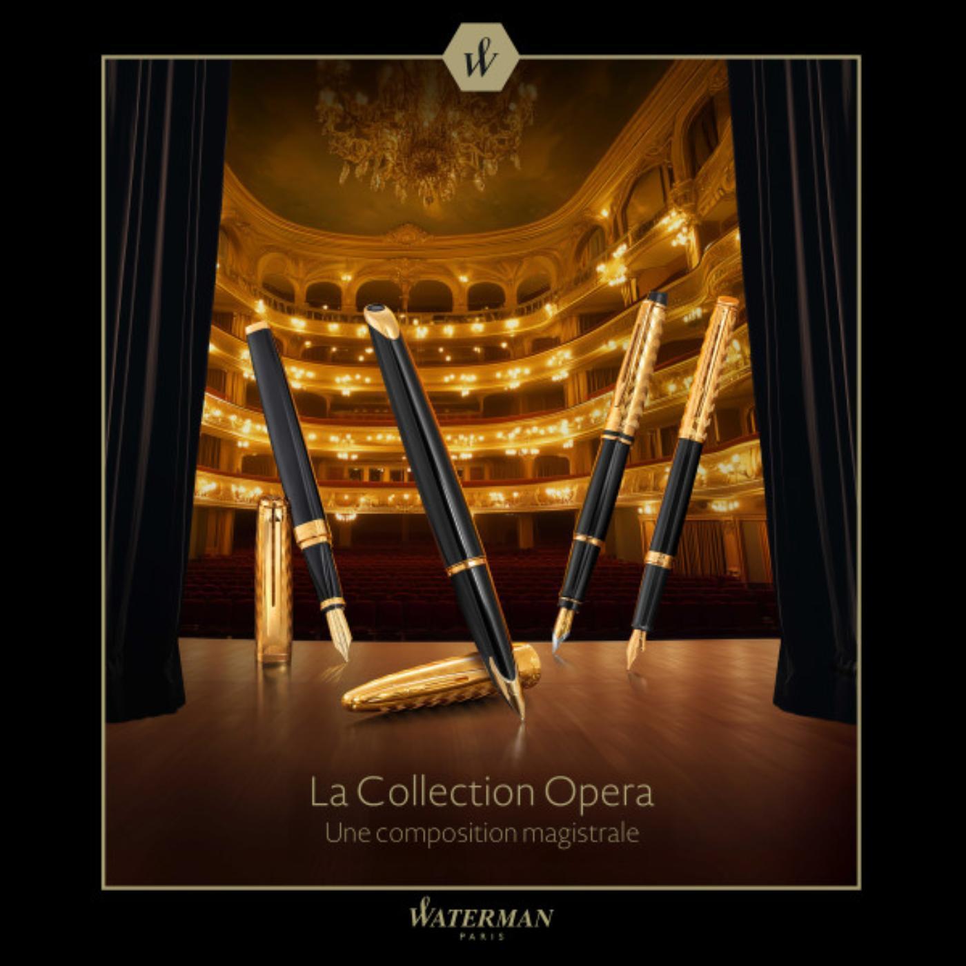 Waterman Expert Deluxe Opera Collection Black Gold Trim Ballpoint Pen