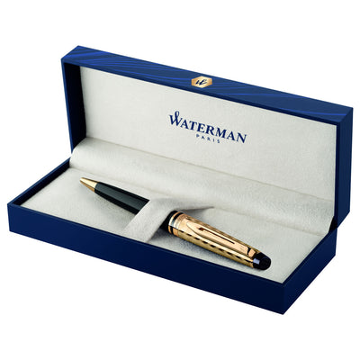 Waterman Expert Deluxe Opera Collection Black Gold Trim Ballpoint Pen