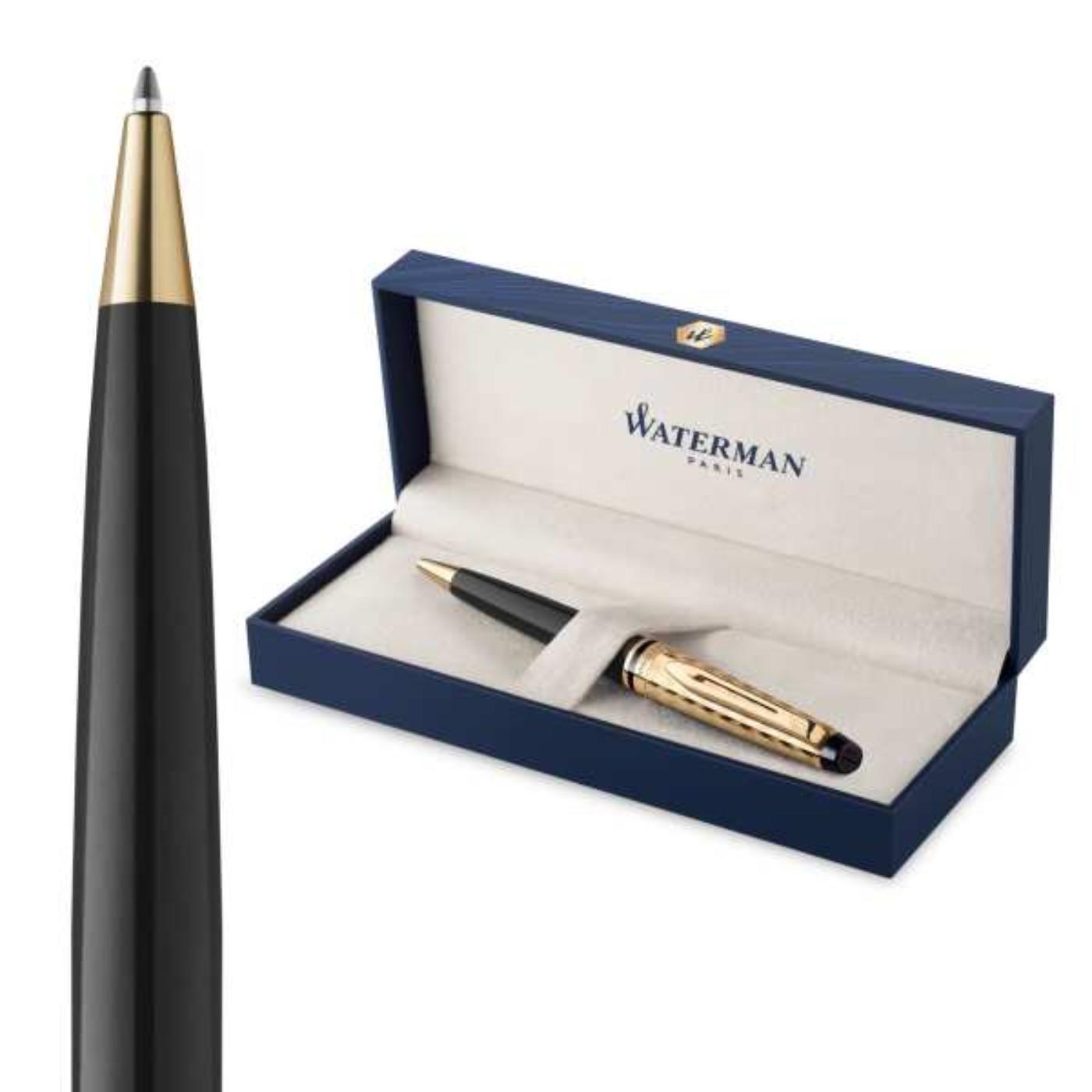 Waterman Expert Deluxe Opera Collection Black Gold Trim Ballpoint Pen