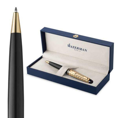 Waterman Expert Deluxe Opera Collection Black Gold Trim Ballpoint Pen