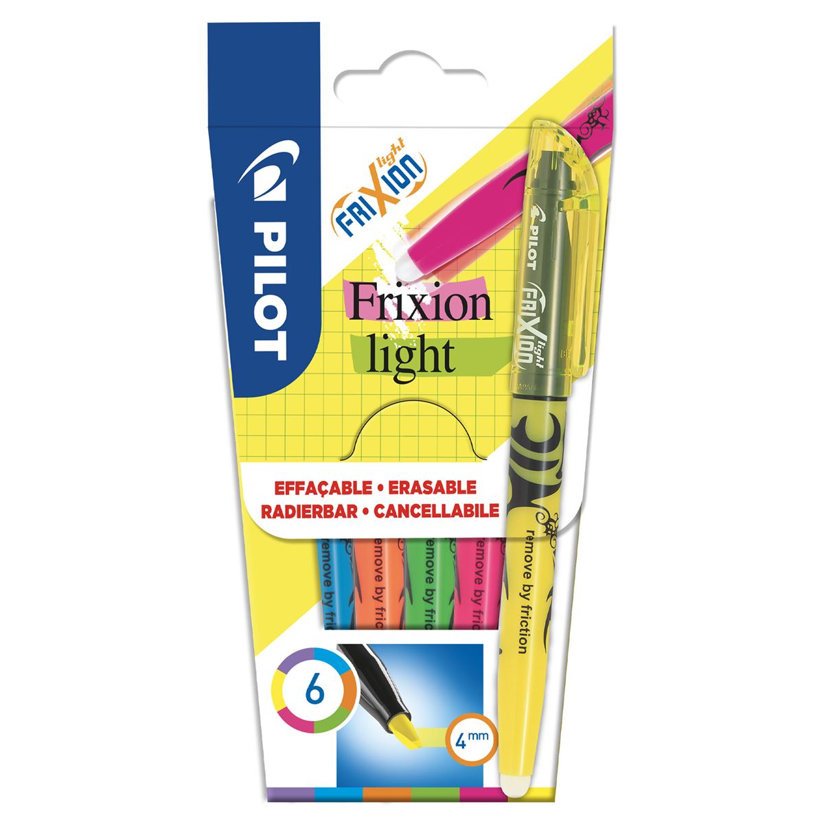 Pilot FriXion Light Erasable Highlighters - Pack of 6