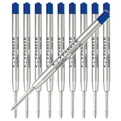Parker Medium Quinkflow Ballpoint Pen Refills in Blue - Pack of 10