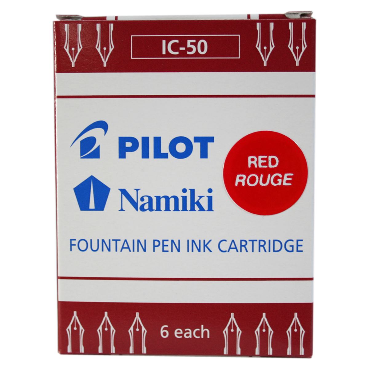 Pilot IC-50 Red Ink Cartridges - Pack of 6