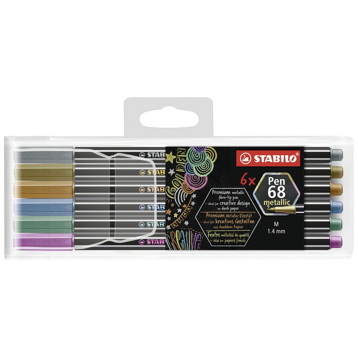 STABILO Pen 68 Metallic - Pack of 6 Felt Tips