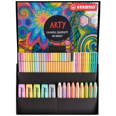 STABILO ARTY Pastel Set - STABILO BOSS ORIGINAL Pastel, Woody 3 in 1, Pen 68, Point 88 & STABILOaquacolor - Set of 50