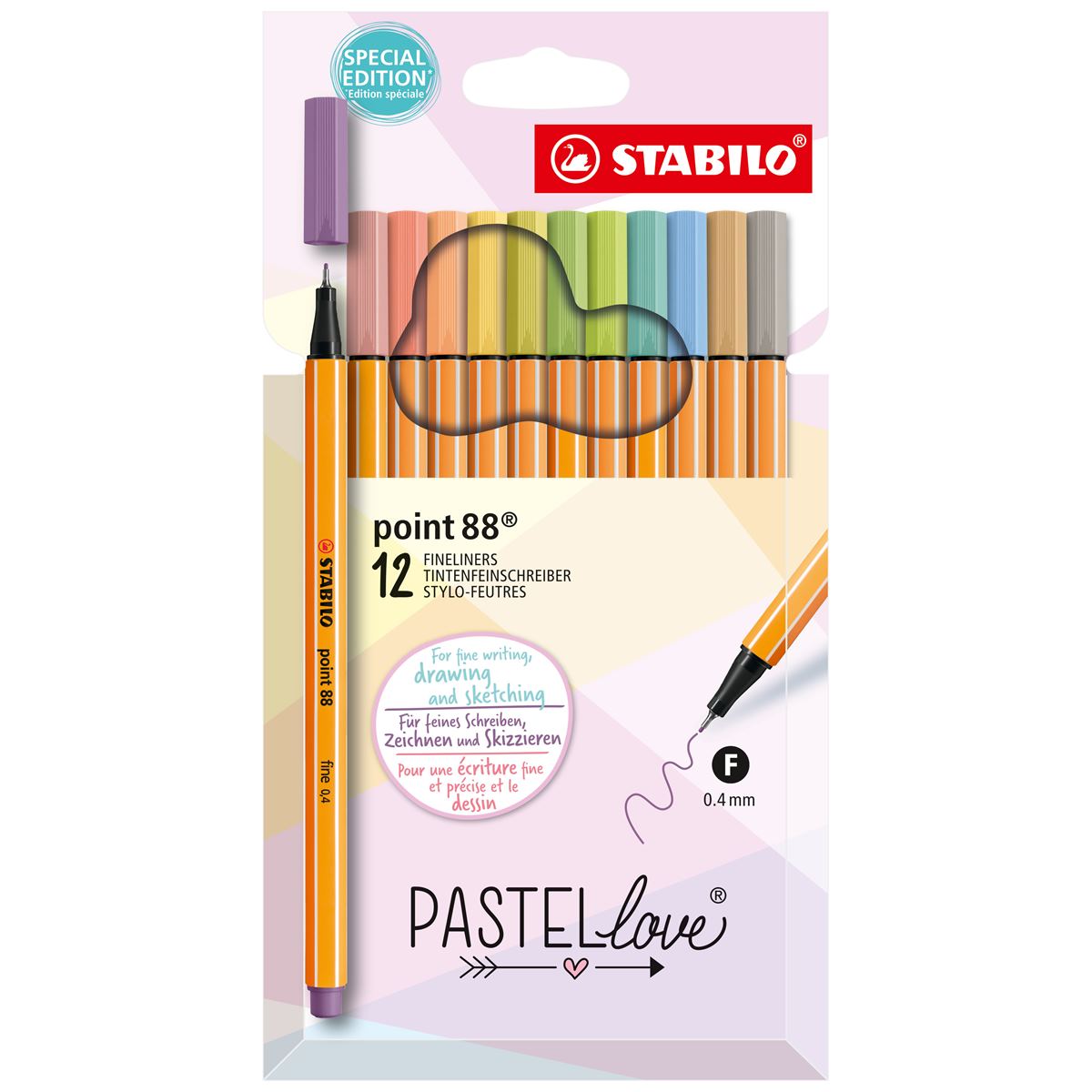STABILO Point 88 Pastel Fine Liner Pens - Pack of 12