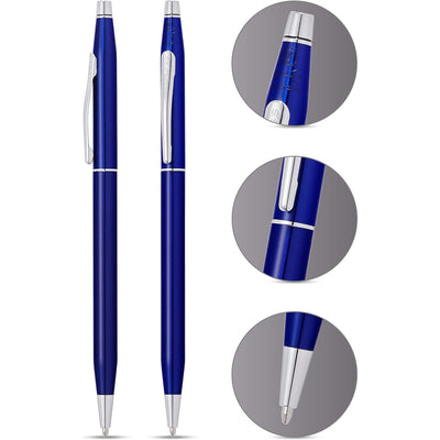 Cross Classic Century Blue Lacquer and Chrome Ballpoint Pen