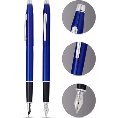 Cross Classic Century Blue Lacquer and Chrome Fountain Pen