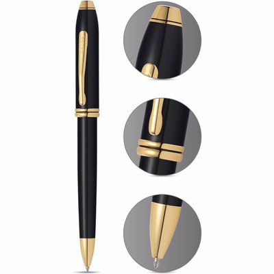 Cross Townsend Black Lacquer and 23ct Gold-Plated Ballpoint Pen