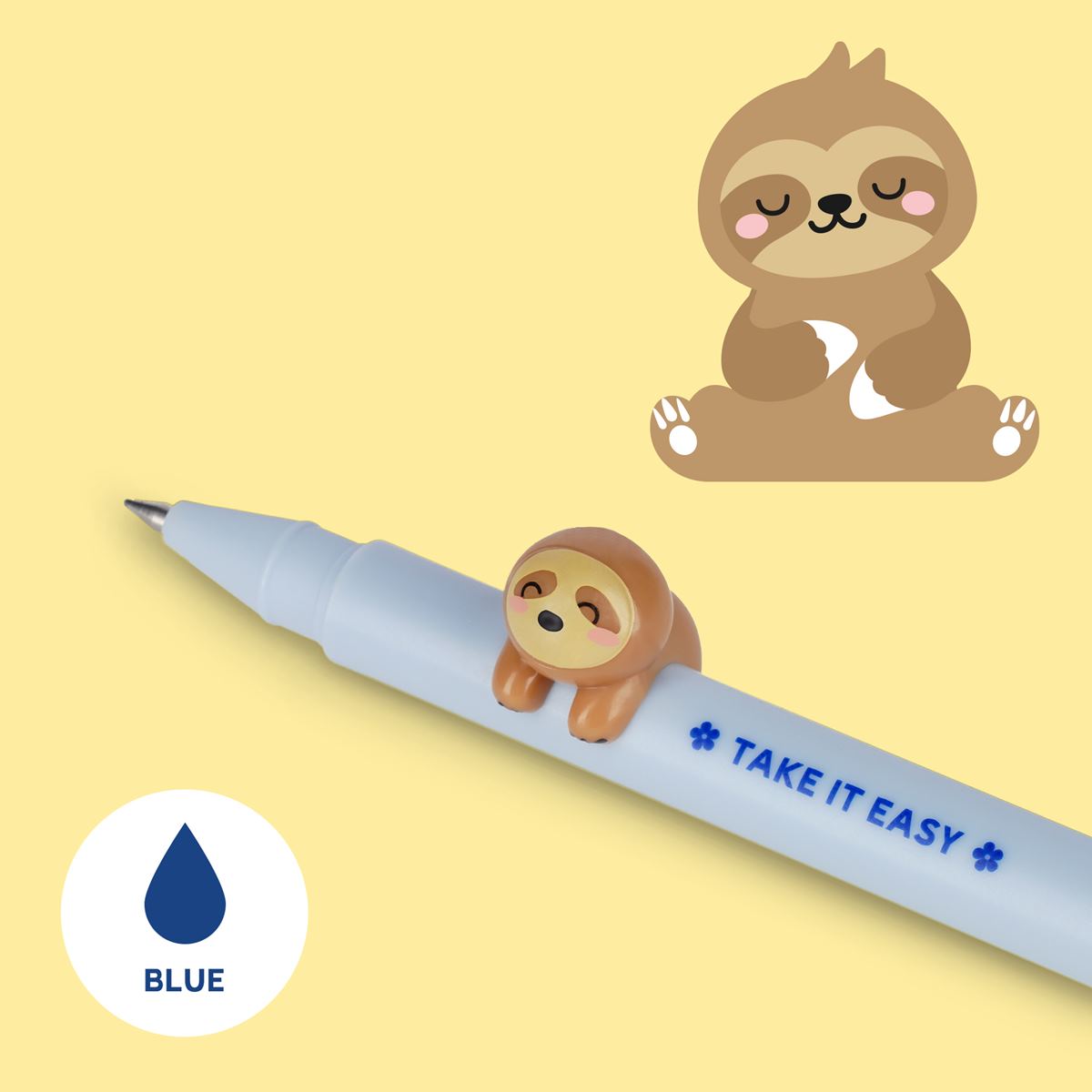 Legami Lovely Friends Blue Gel Pen - Sloth