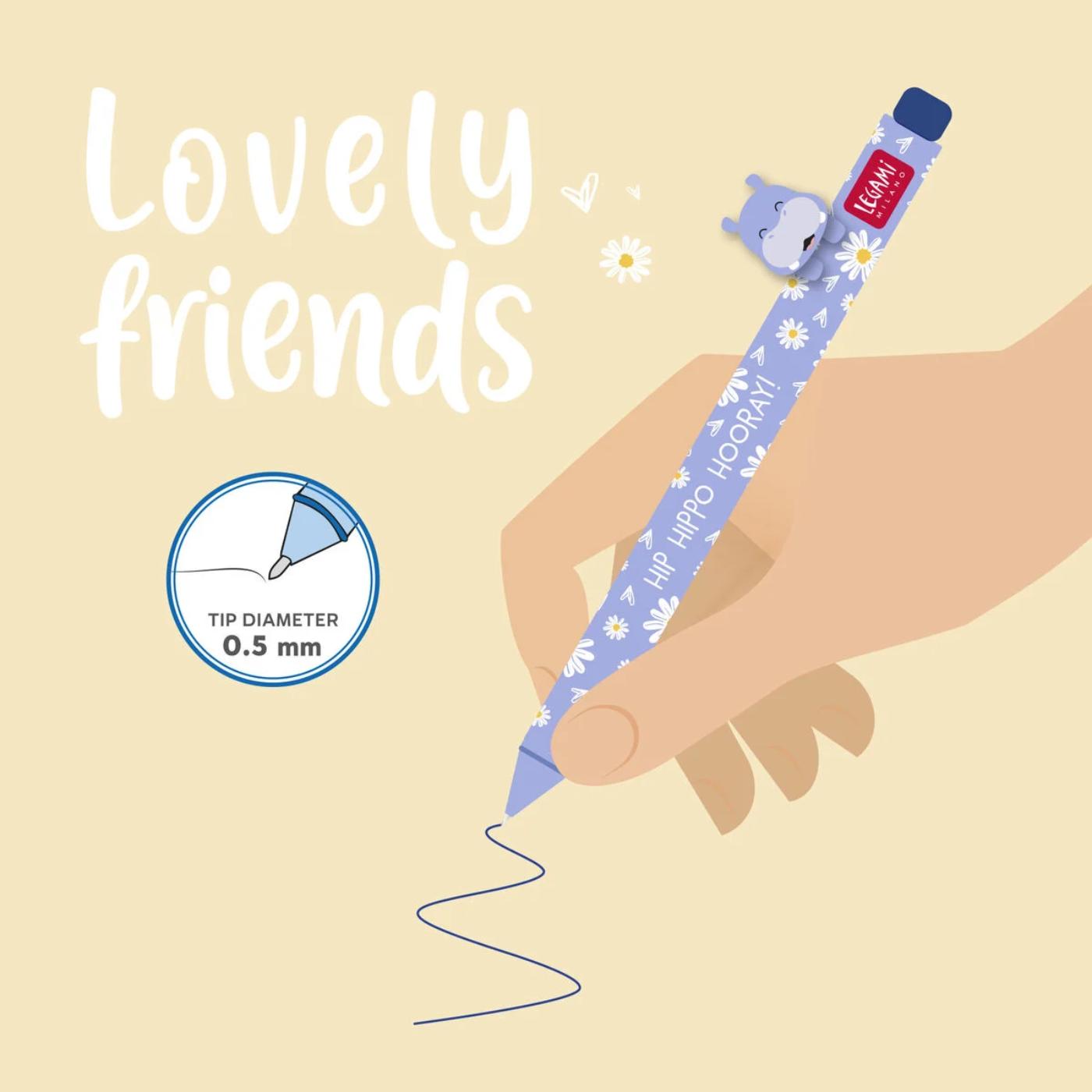 Legami Lovely Friends Gel Pen - Hippo