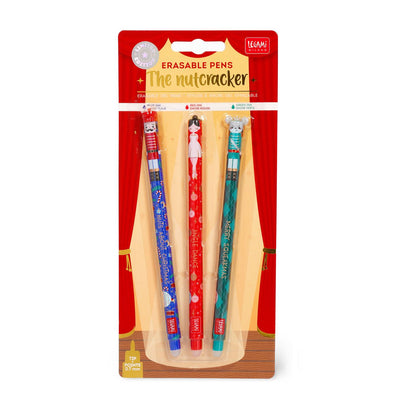 Legami Set of 3 Erasable Christmas Gel Pens - The Nutcracker - Limited Edition 2025