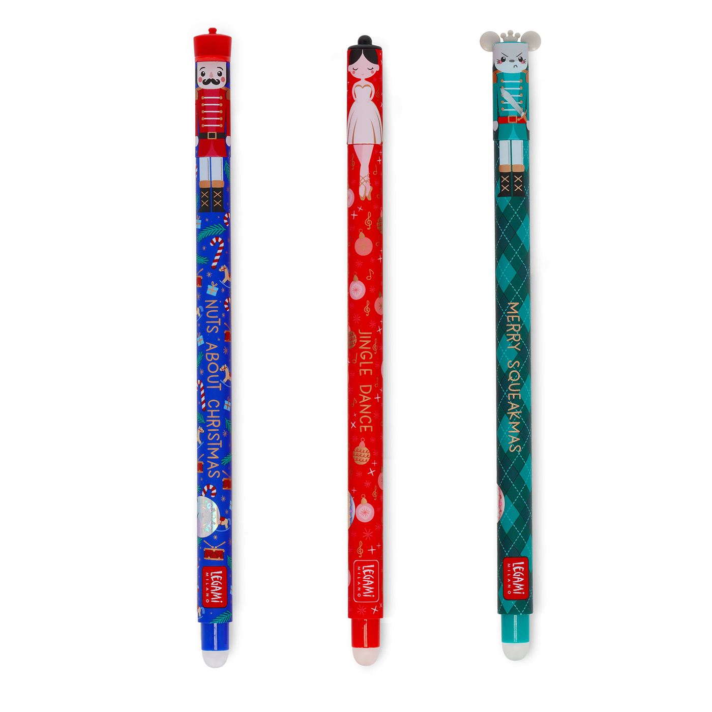 Legami Set of 3 Erasable Christmas Gel Pens - The Nutcracker - Limited Edition 2025