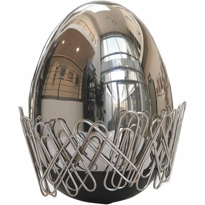 Troika Egg of Columbus Paperweight Magnetic Desk Organiser in Chrome