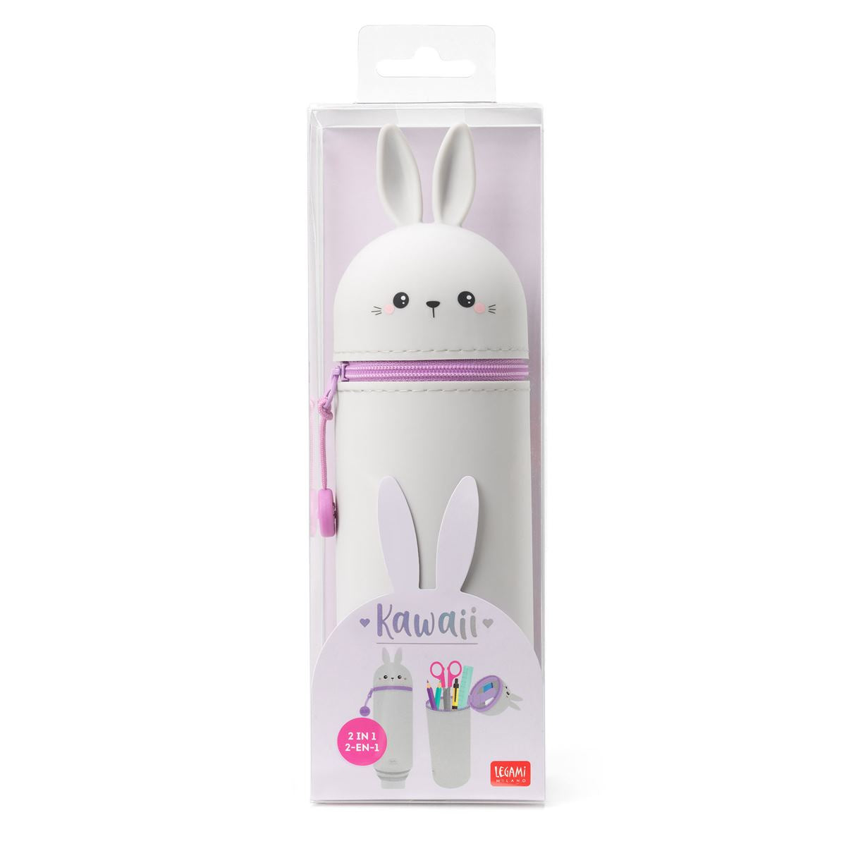 Legami Kawaii 2 in 1 Soft Silicone Pencil Case - Bunny