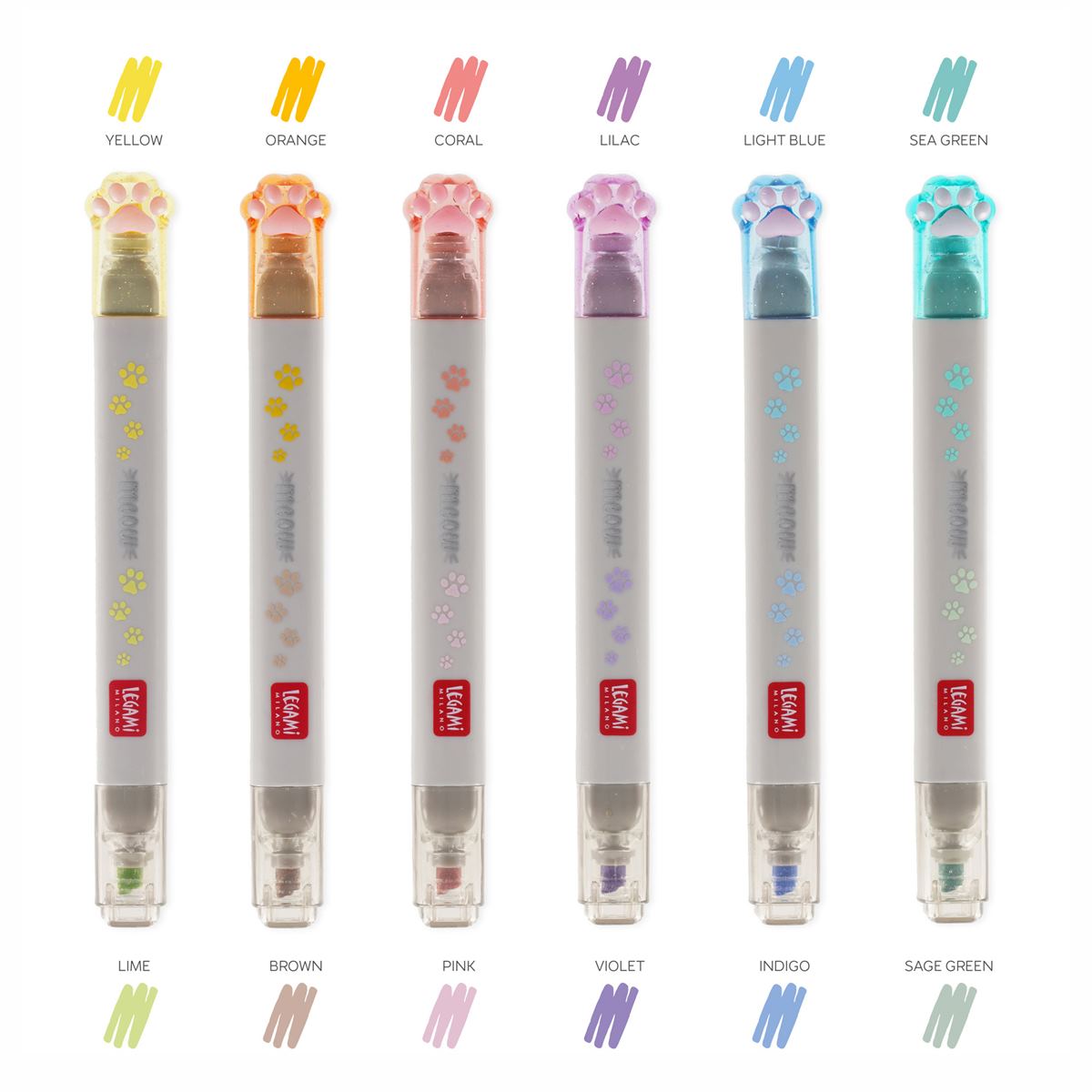Legami Meow Pastel Highlighters - Set of 6