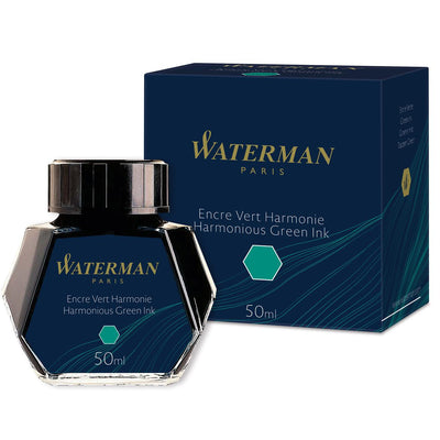 Waterman Bottled Ink For Fountain Pens - Black, Turquoise, Red & Green
